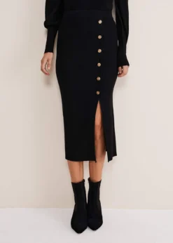 Irina Ribbed Button Detail Knit Skirt -TrendLust Verkäufe 801303050 03 irina ribbed button detail knit skirt