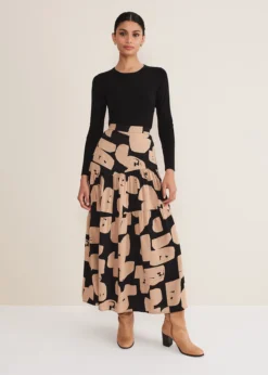 Luana Geo Print Midi Skirt