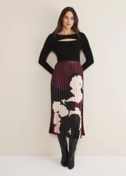 Delanie Satin Pleated Skirt
