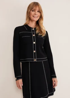 Amaya Contrast Stitch Knit Jacket